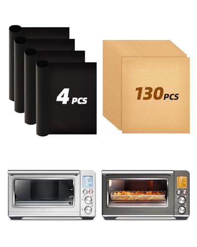 130PCs Paper Liners and 4PCs Teflon Mats Compatible with Breville BOV860BSS