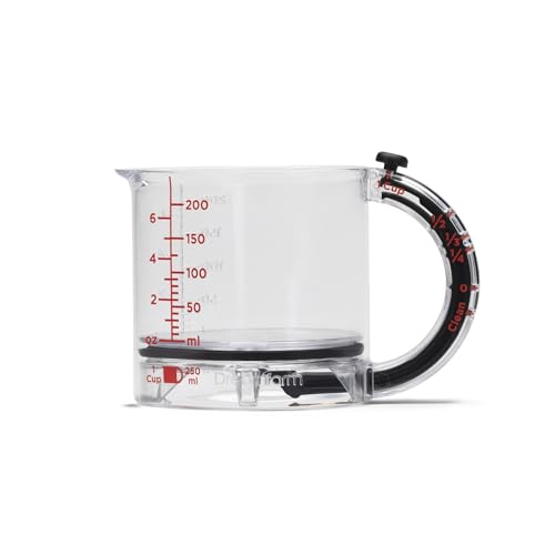Dreamfarm Upcup All-in-1 Adjustable Measuring Cup, Metric & Imperial Measurements up to 1 Cup - Black/Clear - size: 1 Cup