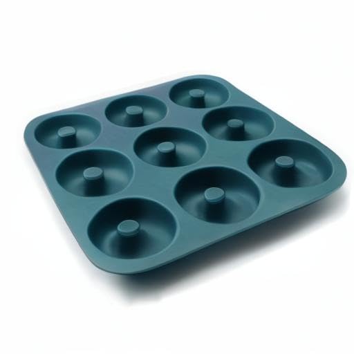 Large Silicone Donut Pan for Baking,9 Cavity Non-Stick Food Molds - color: Navy Blue
