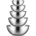 Domensi Stainless Steel Mixing Bowls Set - 5 Polished Mirror Nesting Bowls - color: Deep, size: 1.25, 2.75, 4.25, 6.25, 8 Quart