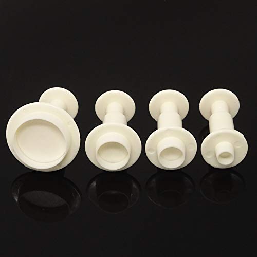 Honbay 4PCS Plastic Round Fondant Cookie Cake Plunger Cutters Molds Embossing Tools for Baking