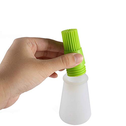AKOAK 1 Pack Environmentally Friendly Silicone Flat-Bottomed Barbecue Oil Bottle Brush, Pastry Brush, Kitchen Baking and Barbecue Cooking Tools (Green) - color: Green