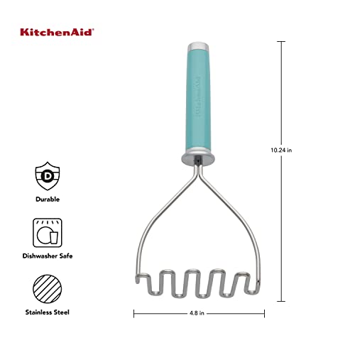 KitchenAid Gourmet Stainless Steel Wire Masher, 10.24-Inch, Aqua Sky - color: Aqua Sky, style: Classic Handle
