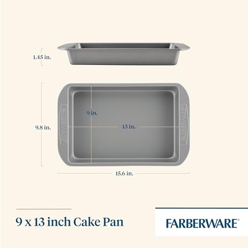 Farberware Nonstick Bakeware 9-Inch x 13-Inch Rectangular Cake Pan, Gray - color: Gray