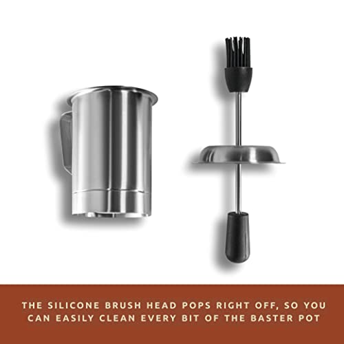 Bellemain Basting Pot & Brush Set - Silicone Basting Brush for Cooking, Smoking & BBQ Grill - Meat Baster Set