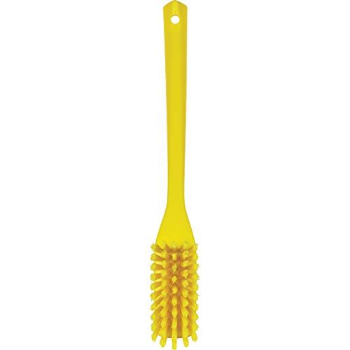 Vikan 41856 Narrow Cleaning Brush with Long Handle, 16.5", Stiff, Yellow - color: Yellow