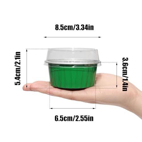 50 Pack 5oz Mini Cake Pans with Lids, Dark Green - color: Dark Green, size: Round