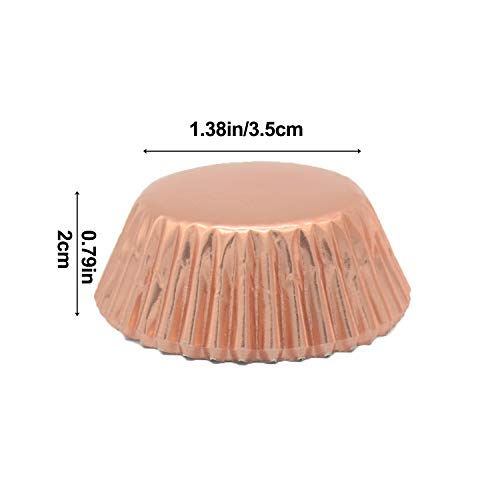 Mini Rose Gold Foil Cupcake Liners Muffin Baking Cups for Party and More, 300-Count - color: Rose Gold