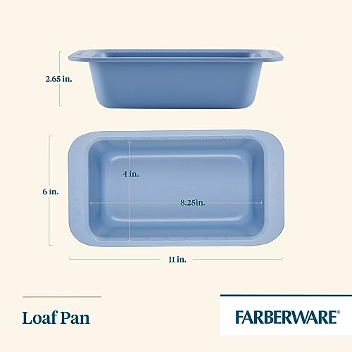Farberware Easy Solutions Nonstick Bakeware Meatloaf/Loaf Baking Pan, 9 Inch x 5 Inch with Portion Marks - Blue - size: Loaf Pan (9 x 5 inches)