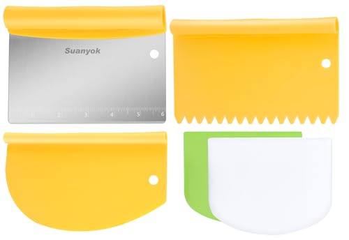 Suanyok Bench Dough Cutter-Flexible Plastic Bowl Scraper,Yellow - color: Yellow