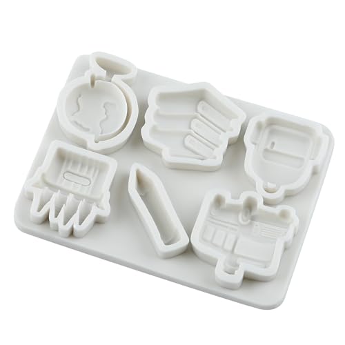 School Bus Schoolbag Fondant Mold Book Globe Pen Silicone Molds - color: Style H