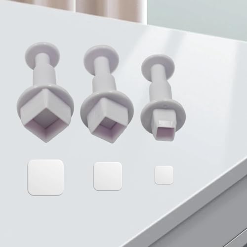 pson 3Pcs Plunger Cookie Cutter Set, Mini Plastic Biscuit Molds for Cake Decorating, Baking, Fondant, and DIY Crafts(Square) - size: Square