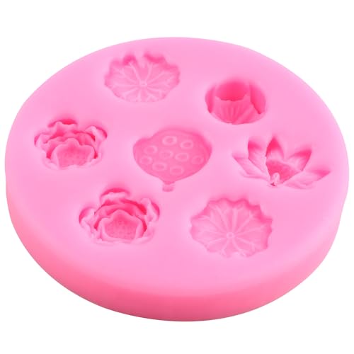 ZiXiang Lotus Flower Silicone Molds Lotus Leaf Fondant Mold Lily Pad Silicone Molds For Cake Decorating Cupcake Topper Chocolate Candy Polymer Clay Gum Paste Set Of 4 - color: Style A