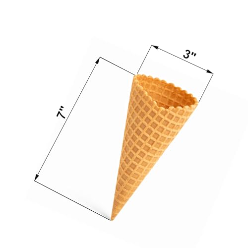 Large Waffle Cones For Ice Cream, Sugar Cone Style, Crisp Texture, Premium Waffle Cones, Dessert Cups (Pack Of 196)