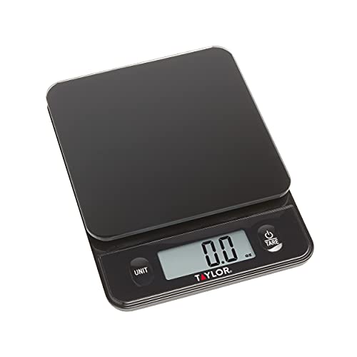 Taylor Glass Top Food Scale with Touch Controls, 11 lb Capacity, Sleek Black Design for Precision Food Measurement in Grams and Ounces (Pack of 4) - size: 11 Pounds (Pack of 4)