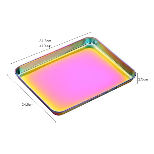 DOCBLACK Baking Tray, Stainless Steel Baking Cookie Sheet, Rimmed Pan Baking, Non Toxic & Healthy, Mirror Finish & Rust-Free, Easy Clean & Dishwasher Safe - Rainbow