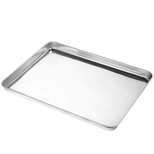 Wildone Sheet Pan Set Baking Sheet Cookie Sheet Baking Pan Toaster Oven Pans, 12 PCS Stainless Steel Baking Tray Cookie Pan, Heavy Duty & Dishwasher Safe, 9 x 6.7 x 1 Inches