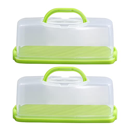 2 Pack Plastic 13 inch Rectangular Loaf Cake Storage Container,Bread Keeper for Carrying and Storing Banana Bread,Pumpkin Bread
