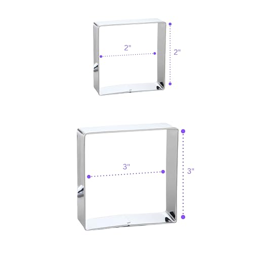 Bakerpan Stainless Steel Square Cookie Cutter Set - (2 Inch & 3 Inch) - style: Square