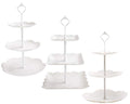 Tosnail 3 Pack 3 Tiers White Plastic Cupcake Stand Dessert Stand Tiered Serving Trays - Round, Square, Flower - color: White