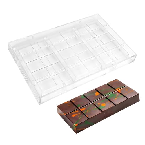 GRAINRAIN Polycarbonate Deep Filled Chocolate Bar Mold for Energy Protein Bars, Chocolate Snakes, Covered Cookies - Durable DIY Candy Making Tool (19416) - color: 19416