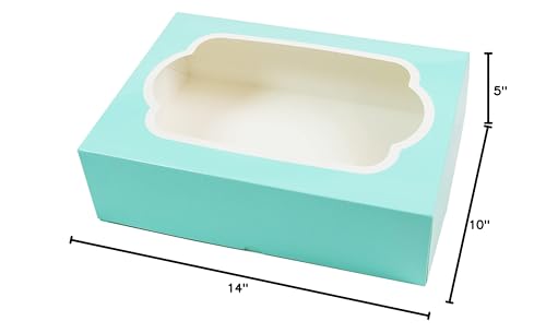 Global Sugar Art 14x10x5 Inch Quarter Sheet Box with Window, Blue, 5-Count - color: Designer Blue