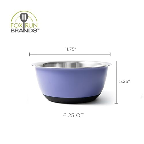 Fox Run Stainless Steel Mixing Bowl, 6.25 Quart Purple Mixing Bowl - color: Purple, size: 6.25 Quart