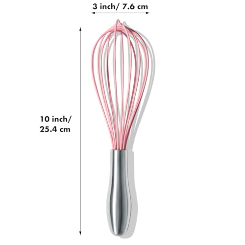 OYV 10-Inch Pink Silicone Whisk, Non-Scratch, 18/10 Stainless Steel Handle - size: 10 inch pink
