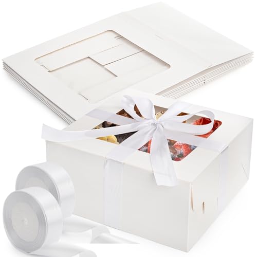 Dicunoy 6 Pack Bento Cake Box with Cupcakes, 13" Cookie Combo Box 6 Count