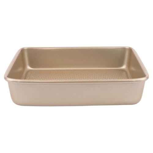 David Burke 9" Square Bake Pan, Carbon Steel, Non-Stick, PFTE & PFOA Free, Oven Safe – Bronze - color: Bronze, size: 9" Square Bake Pan