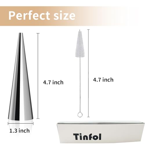 Tinfol 20 Pack 4.7Inch Cream Horn Molds, Baking Cones Cream Horn Forms, Stainless Steel Cannoli Tubes Ice Cream Mold, Standing Cone Shap - size: 4.7inch