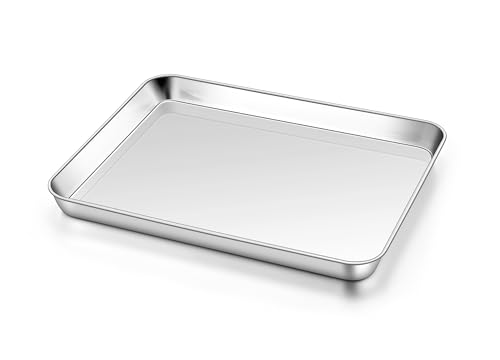 Homikit 1 Pack 10 x 8 Inches Small Stainless Steel Baking Sheet, Non Toxic - size: 10x8x1