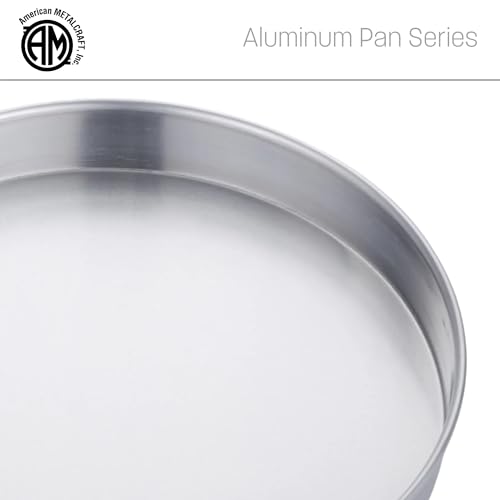 American Metalcraft A80142 Straight-Sided Aluminum Pan - 14 Inch Diameter, 2 Inch Height, Standard Weight, 18 Gauge, 1 mm Commercial Pizza Cake Baking Pan Silver - Hand Wash Only