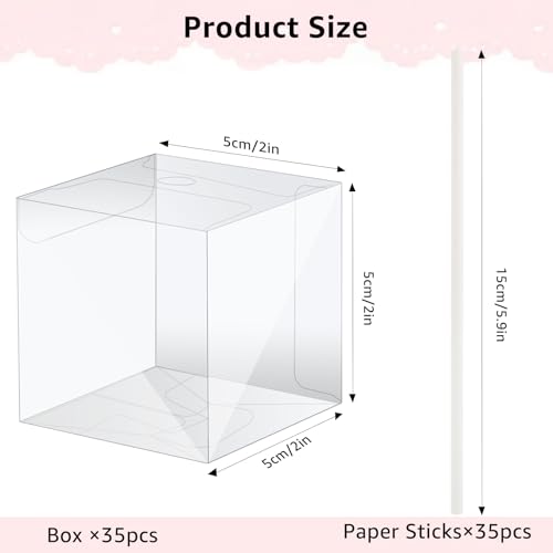 35 Set Cake Pop Boxes with Paper Sticks, Clear Treat Container and Wrap Kit - size: 35 Pack