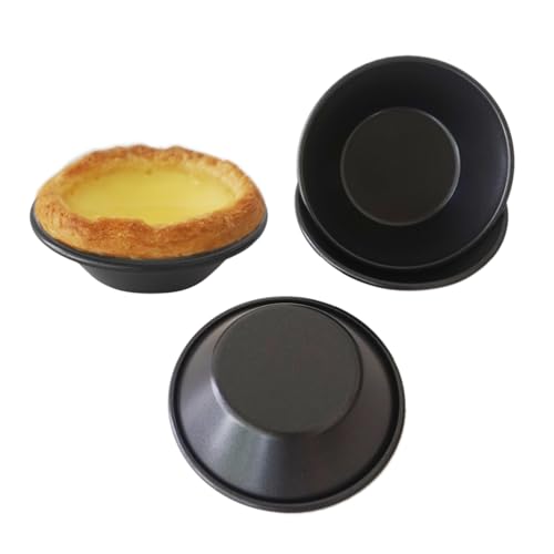 3 Inch Pastel de Nata Tins, Carbon Steel Egg Tart Mold 8 Pack - color: Black