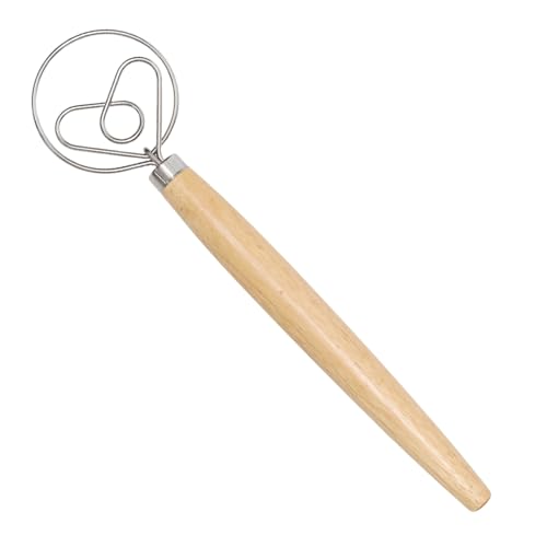 13" Danish Dough Whisk, Stainless Steel Heart Hook with Wood Grip - color: Heart-shape