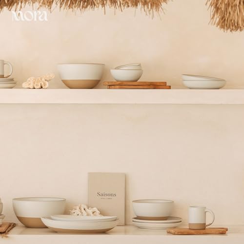 Mora Mini Ramekins Set of 4, 8oz Ceramic Pottery Baking Dishes - Microwave, Oven and Dishwasher Safe - Oat - color: Oat, size: Mini