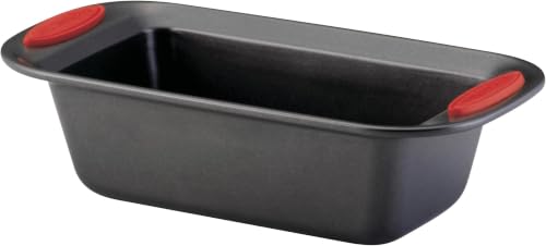 Rachael Ray 47962 Yum-o! Bakeware Oven Lovin' Nonstick Loaf Pan, 9-Inch by 5-Inch Steel Pan, Gray with Red Handles (Pack of 6) - color: Gray with Red Grips, size: 9 Inch x 5 Inch (Pack of 6)