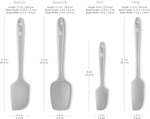 DI ORO Silicone Spatula Set - 600F Heat Resistant, 4-Pc Stone - color: Stone