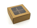 20-Ct Kraft Treat Boxes, 4.5x4.5x1.9in, Window & Dividers - color: Kraft, size: 4.5 x 4.5 x 1.9 in (4 compartments)