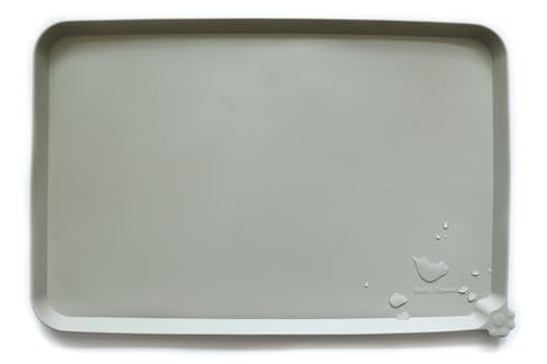 Hoki Found Silicone Pet Food Tray - Non Slip Pet Dog Cat Bowl Placemat - Feeding Mat - Waterproof Dog Cat Food Mats - For Carpet - Cream Green - color: Cream Green, size: 19"L x 12"W