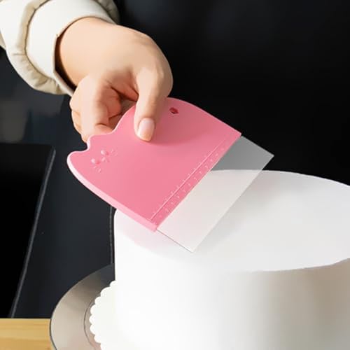 Ymapinc 7-Pack Cake Scraper Smoother with 5 Clear Scrapers - color: Pink