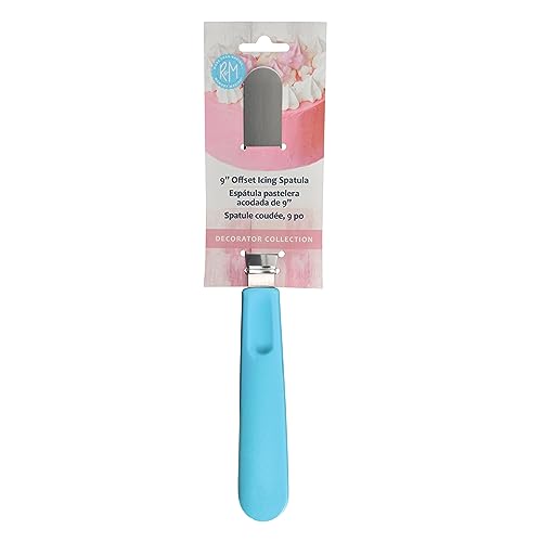 R&M Offset Spatula 9" – Flexible Stainless Steel Icing Spatula with Comfortable Handle for Cakes & Frosting