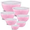 Pink Mixing Bowls with Airtight Lids, Stainless Steel Nesting Mixing Bowls Set of 7, Ideal for Baking, Prepping and Serving Food, Size 7, 3.6, 2.7, 2.1, 1.5, 1.1,0.8 QT, Stackable Design - color: Pink, size: 7 Pieces