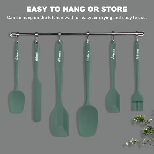 6 Pieces Silicone Spatula Set with Silicone Brush,Mixing-Green - color: Green, size: 6 Piece