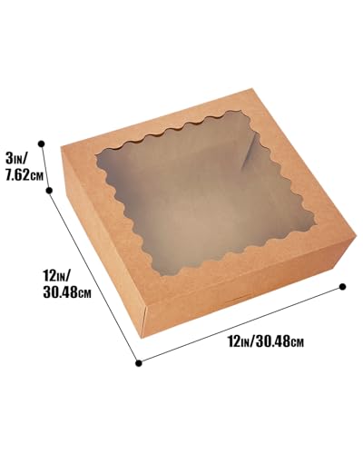 Bakepacker Auto-pop Up Pie Boxes With Window 12x12x3'', 10pcs Brown - color: Brown, size: 12x12x3, 10Pcs