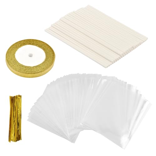 50‑Pack Rice Krispy Treats Bag Kit, Clear Cakesicle Bags and Sticks
