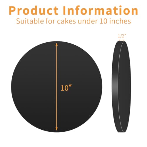 10" Black Round Cake Drum, 10-Pack Grease-Resistant Sturdy Large Base - color: Black, size: 10inch/10pcs