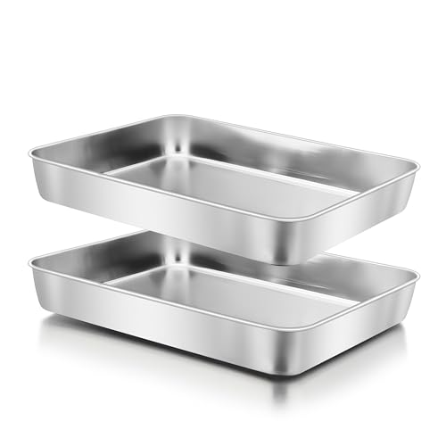 Herogo 10.5" x 8" x 2" Deep Baking Pan Set of 2, Stainless Steel - color: Silver, size: 10.5" x 8" x 2"