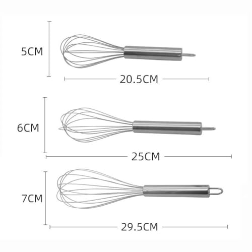 Egg Mixing Stainless Steel Blender Mixer Tools Egg Whisk Practical 8/10/12 Inch Balloon Whisks Kitchen(8 Inch)